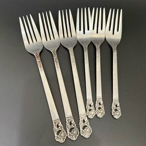 Discontinued NATIONAL Stainless Lady Grace Pattern Floral Dinner Dessert Forks